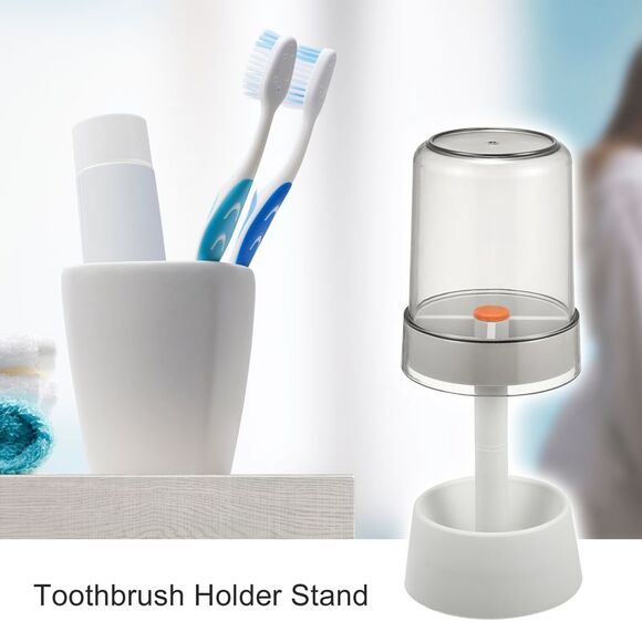 Bathroom 3 Slots PP Toothbrush Holder Stand with Cover White 8.66''x2.99'' - Picture 2 of 6